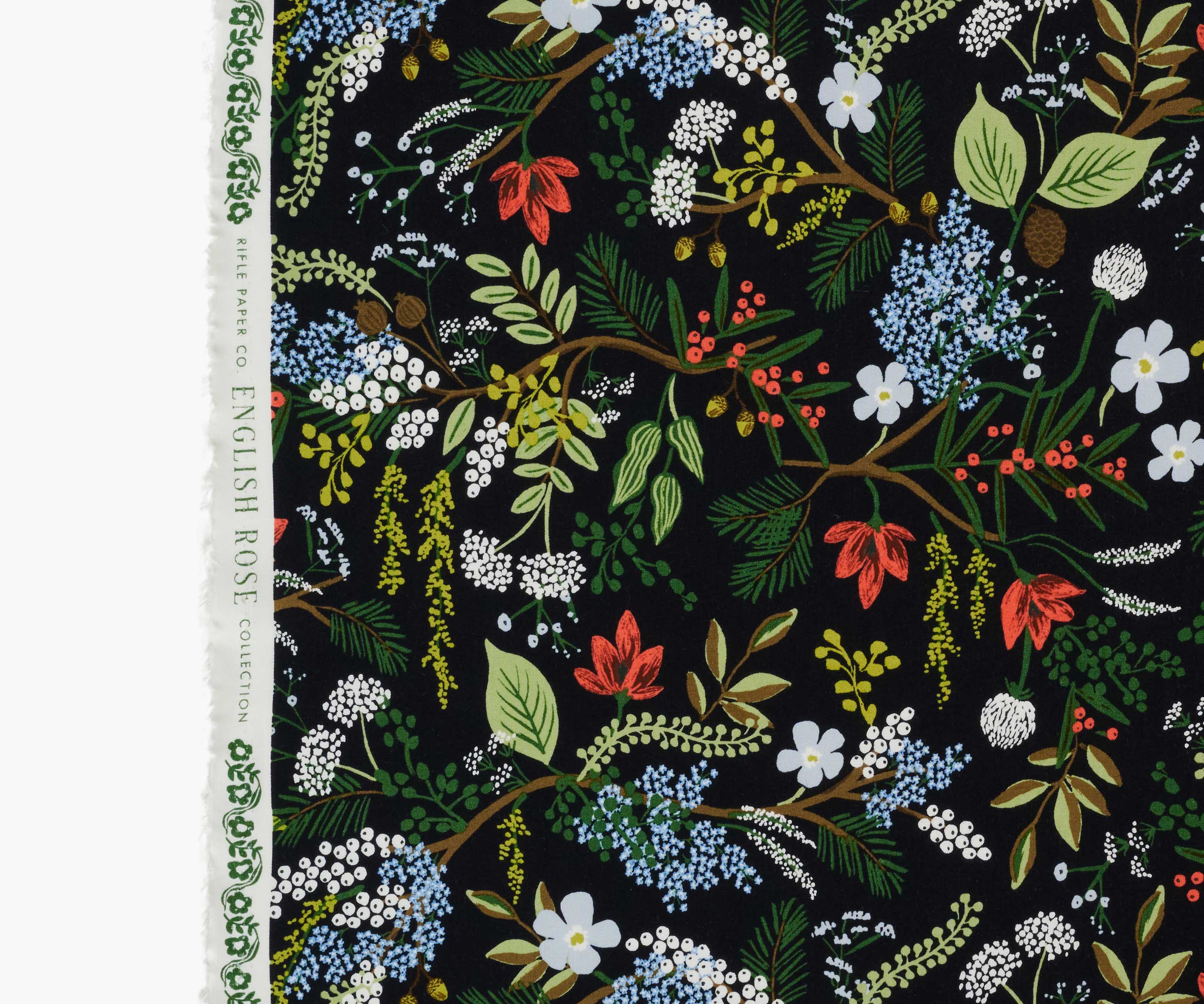 Juniper Forest Rayon Fabric - Black